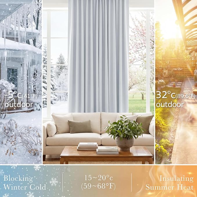 PONY DANCE White Curtains for Small Window Energy Efficiency Room Darkening - Image 4
