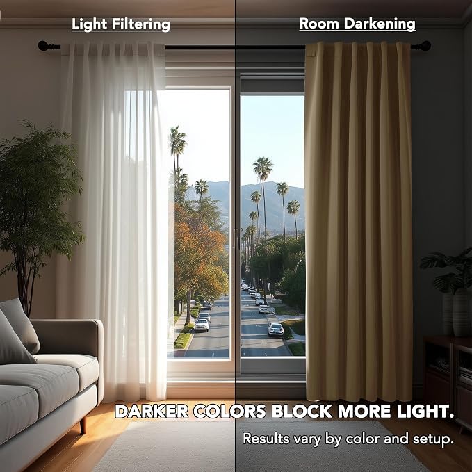 Deconovo Blackout Curtains, Thermal Insulated, W42 x L95 2 Panels, Back Tab - Image 3