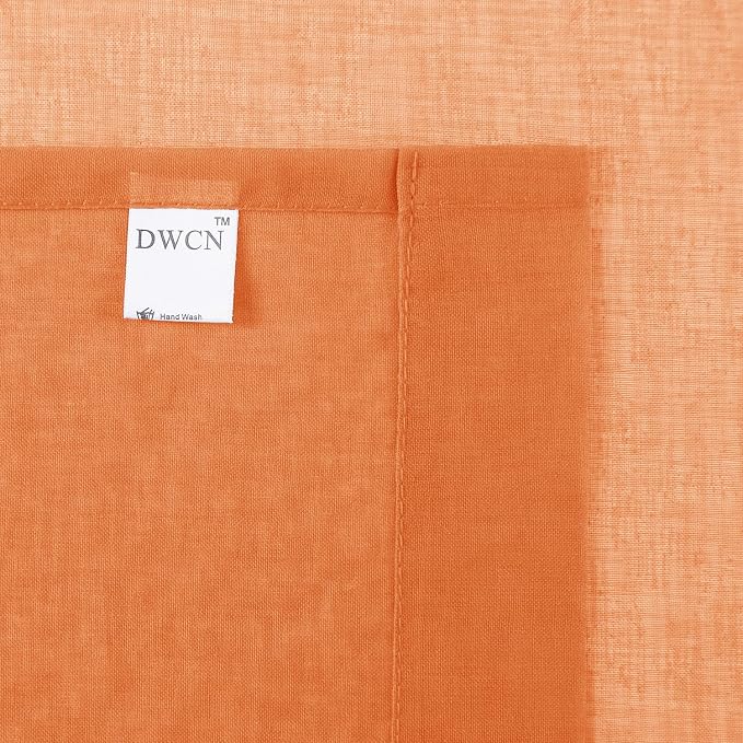 DWCN Sheer Curtains 45 inches Long 2 Panels Set, Rod Pocket Orange Voile Sheer - Image 5