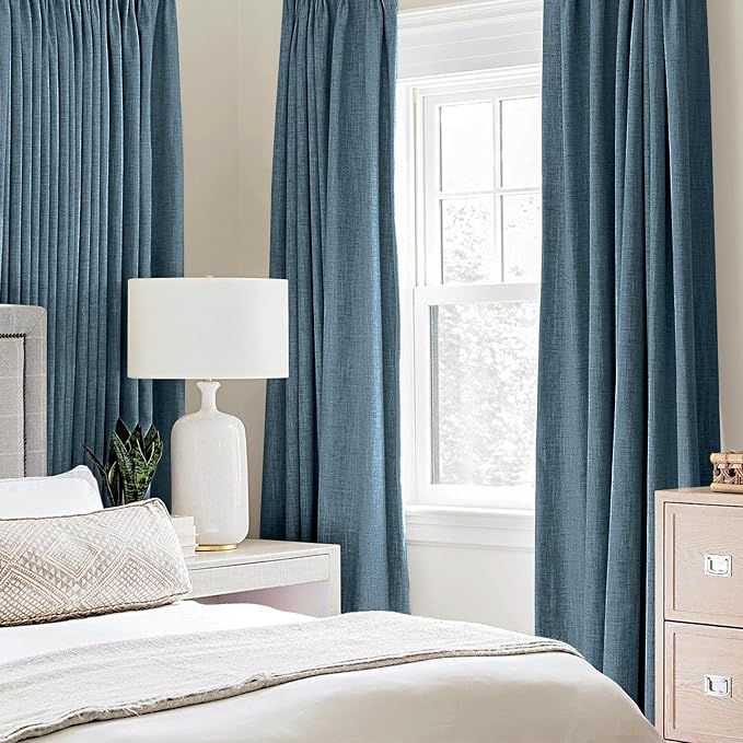 MIULEE Linen Texture Curtains for Bedroom Solid 100% Blackout Thermal Insulated - Image 2