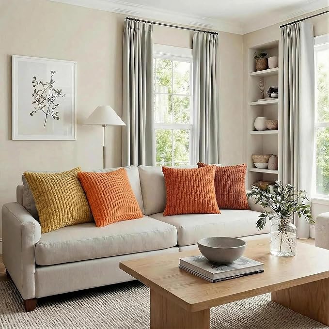 Fancy Homi Set of 4 Burnt Orange Fall Boho Decorative Throw Pillow Covers 26x26 - Image 6