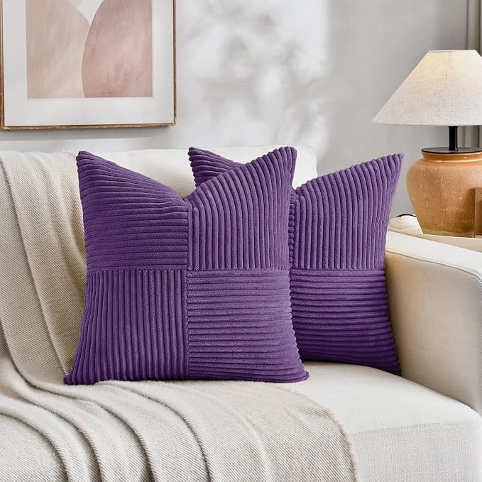 Fancy Homi 2 Packs Purple Decorative Throw Pillow Covers 16x16 Inch - Image 5