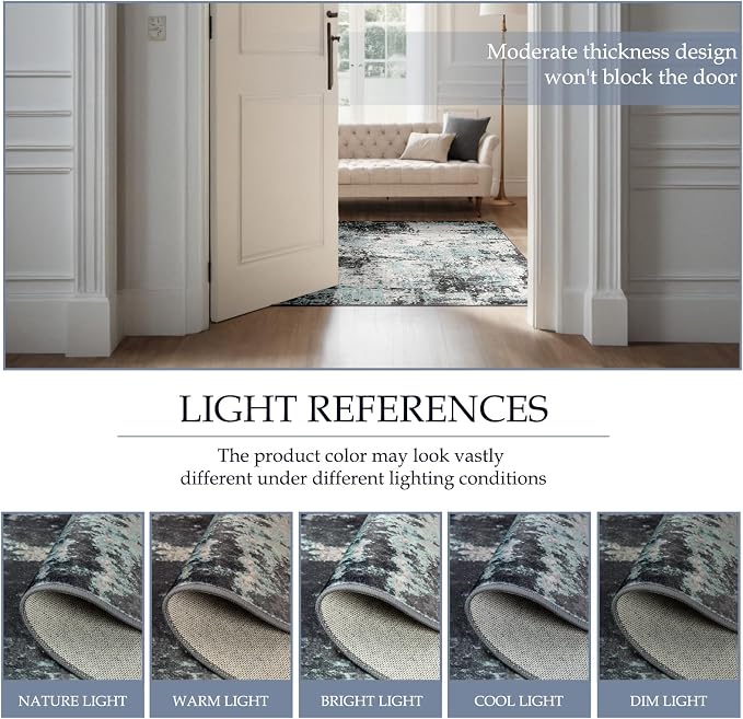 Washable Area Rugs 6'x9' Non-Slip Modern Abstract Soft - Image 5