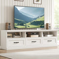 GarveeHome TV Stand for 65/70/75 Inch TV, Entertainment Center with Storage Drawer, Mid-Century Modern TV Console with Open Shelves, 70in Media TV Cabinet for Living Room, Bedroom, Antique White