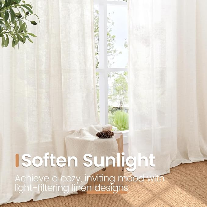 BGment 96 Inches Long Linen Curtains - Image 4