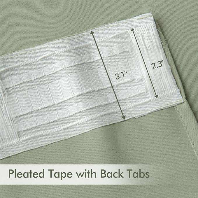MIULEE Sage Green Back Tab Blackout Curtains 63 Inch Length 2 Panels Set - Image 4
