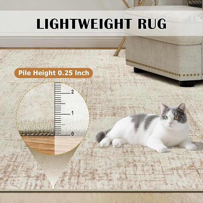 10x14 Area Rugs for Living Room Washable Rug: Anti-Skid Abstract Modern Living - Image 7