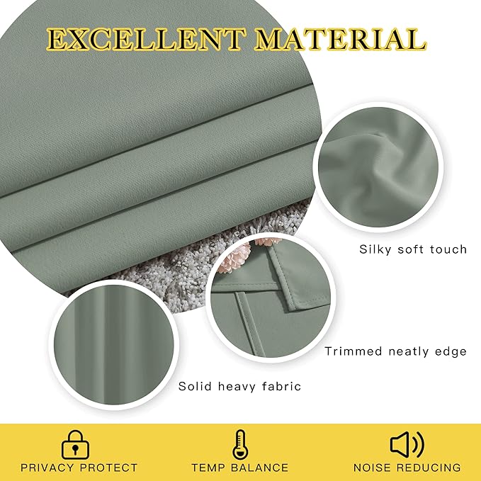 NICETOWN Blackout Sage Green Curtains - Image 4