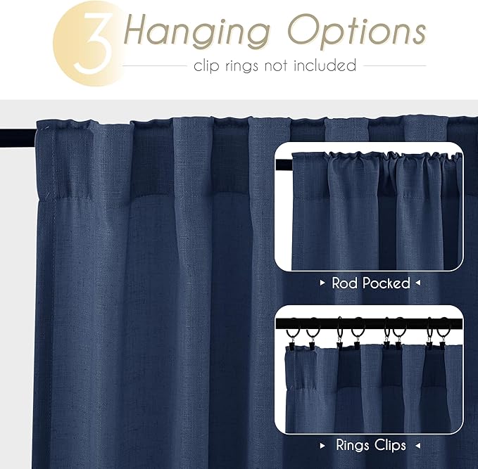 Navy Blue Curtains 90 inch Length - Image 6