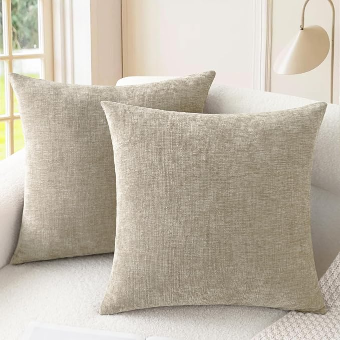 CaliTime Throw Pillow Covers Decorative 26 X 26 Inches Pack of 2 Cozy Chenille by CaliTime