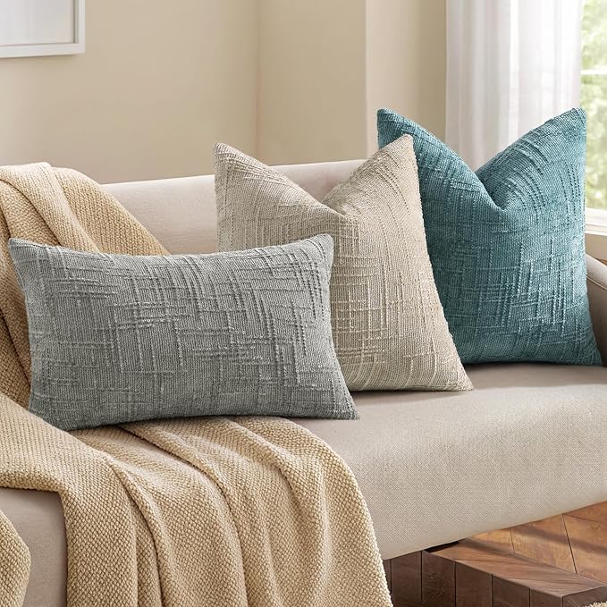 decorUhome Light Brown Chenille Throw Pillow Covers 20x20 Set of 2 Textured - Image 4