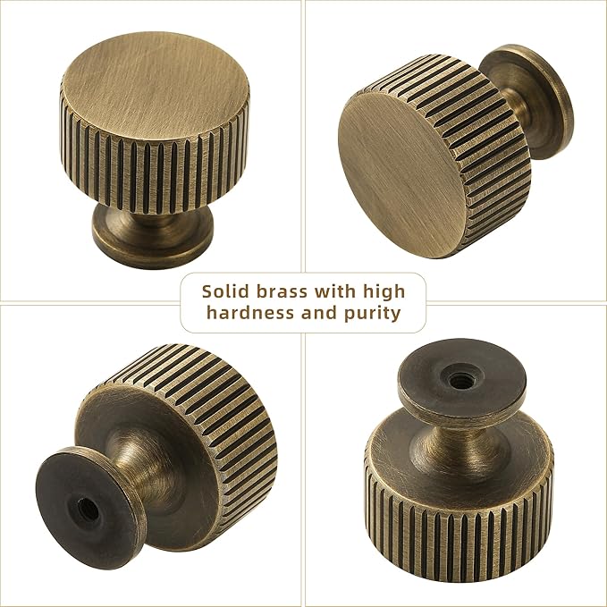 Antique Brass Cabinet Knob - Brush Gold Dresser Drawer Knob 2 Pack, Brass Handles for Bathroom Bedroom Closet Wardrobe,Furniture Hardware pulls