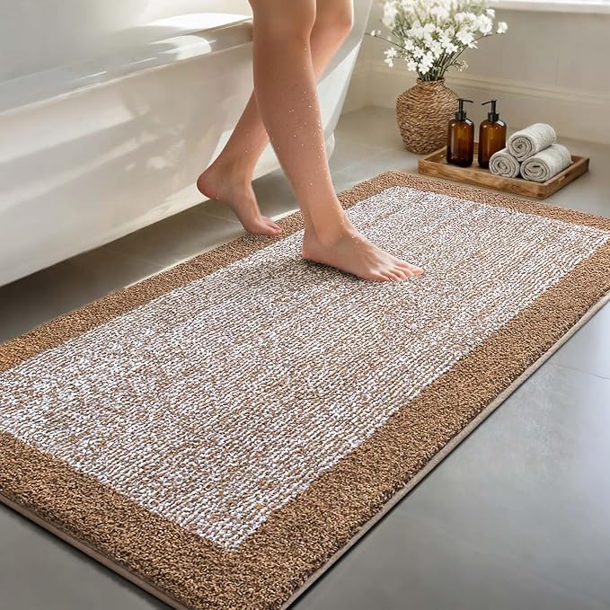 60x24 Long Bathroom Rugs Washable Non Slip, Coffee Bath Mat by Unknown
