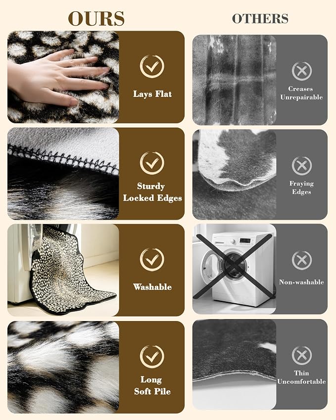 Leopard Print Rug for Living Room, Cheetah Rug 6.2x8.2 Faux Animal Print Skin - Image 5