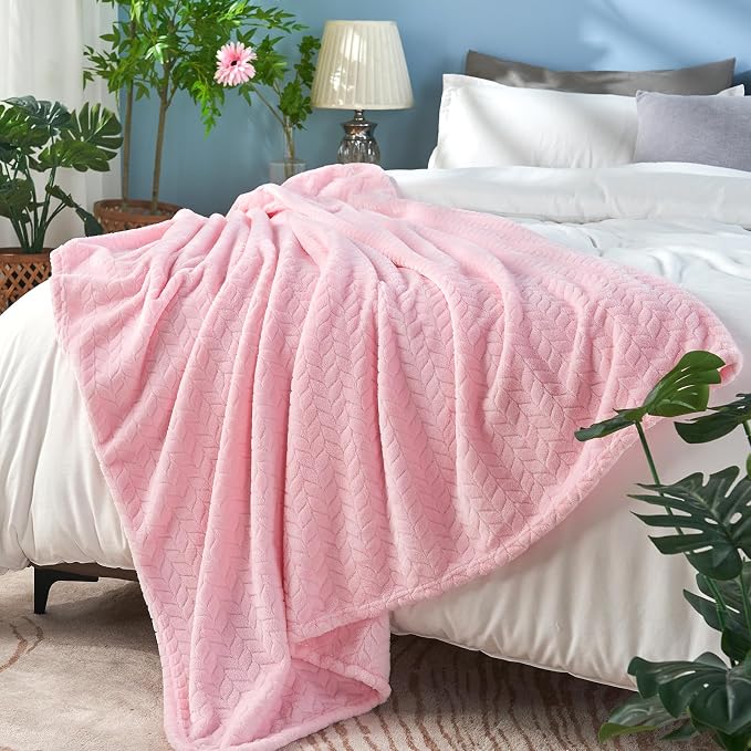 inhand Pink Fleece Twin Blanket, Super Soft Flannel Cozy Blankets - Image 3