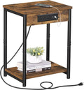 TUTOTAK Nightstand with Charging Station, End Table, Side Table with USB, 21.8”H Night Stand with Storage Shelf, Sofa Couch Table V1TB01BB025 (1 pc)