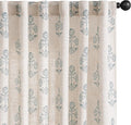 jinchan Linen Floral Curtains for Living Room 84 Inch Length Blue Flower by JINCHAN