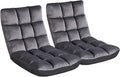 Yaheetech Padded Floor Chair with Back Support, Lounge Chairs Armless Meditation Cushion with Memory Foam, Adults Video Gaming Sofa Chair with Adjustable Backrest Floor Seating, Gray, 2pcs
