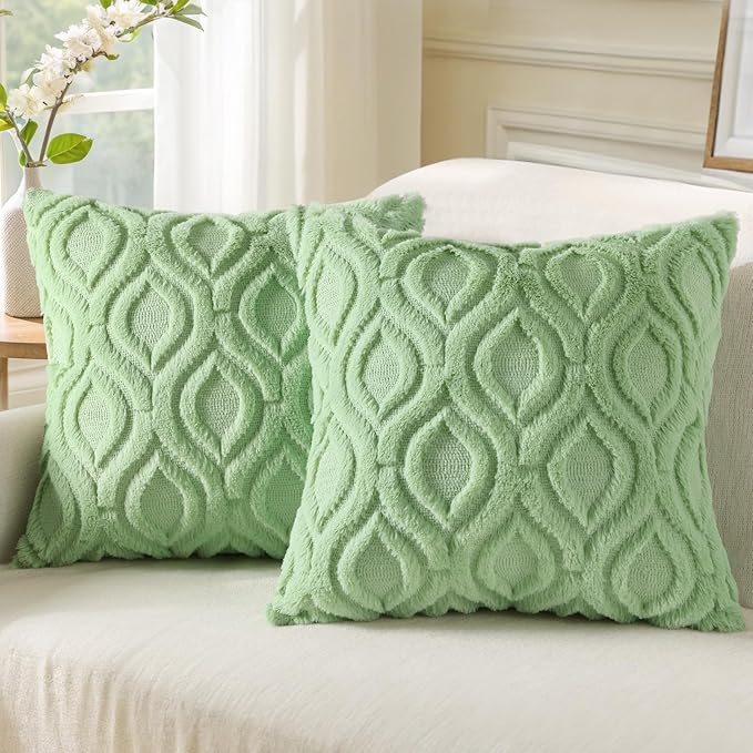 decorUhome Summer Throw Pillow Covers 24x24 Inch Set of 2, Soft Plush Faux Wool by decorUhome