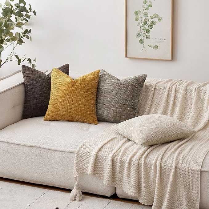 MIULEE Pack of 2 Lumbar Couch Throw Pillow Covers 20x12 Inch Neutral Gold - Image 4