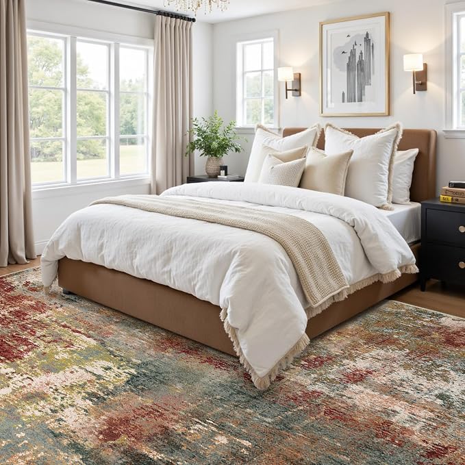 Washable Area Rugs 7x10 Non-Slip Modern Abstract Soft - Image 2