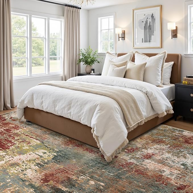 Washable Area Rugs 9'x12' Non-Slip Modern Abstract Soft - Image 2