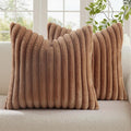 decorUhome Cozy Faux Fur Throw Pillow Covers 18x18 Set of 2 Decorative Soft by decorUhome