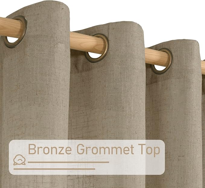 LAMIT Taupe Linen Curtains 95 Inch Length 2 Panels - Image 4