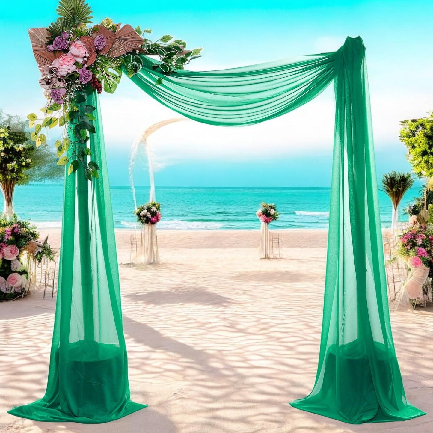 MDS Halloween Chiffon Draping Fabric - 1 Panel, 30" Wide x 30ft Long - Sheer Spooky Arbor & Canopy Drapery for Haunted House Backdrops, Party Ceilings, DIY Costumes & Themed Events - Emerald Green