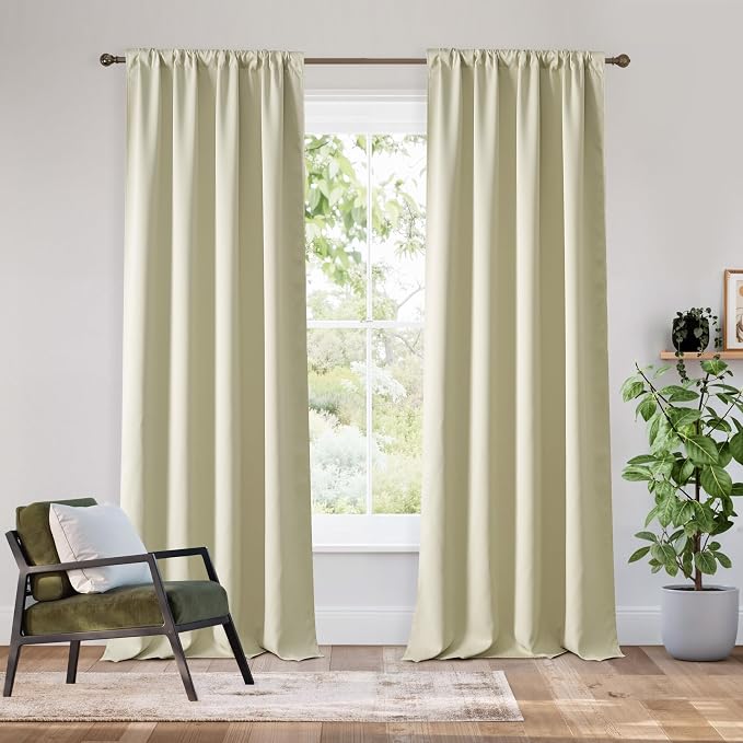 RYB HOME Bedroom Blackout Curtains 84 inches Long, 100% Blackout Thermal by RYBHOME