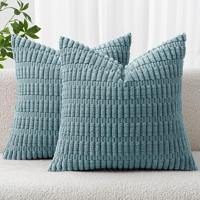 MIULEE Pack of 2 Corduroy Decorative Throw Pillow Covers 18x18 Inch Soft Boho by MIULEE