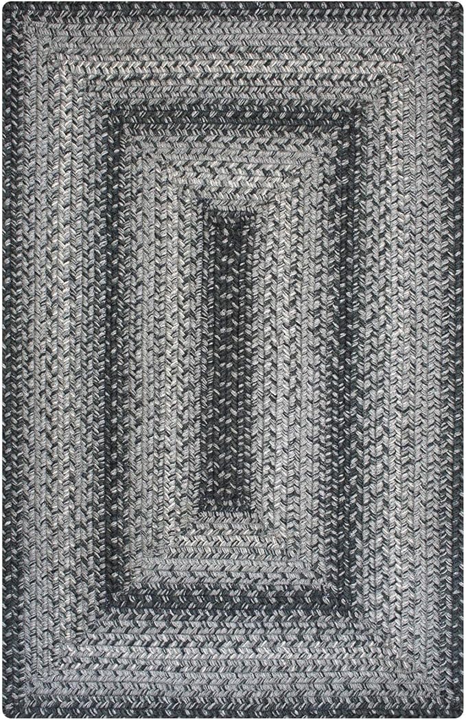 Flint Hill Grey Small Braided Rugs, 2x3' Rectangle - Handmade with Jute, Warm Primitive Decor, Perfect for Bathrooms and Entryways - Durable and Easy to Clean