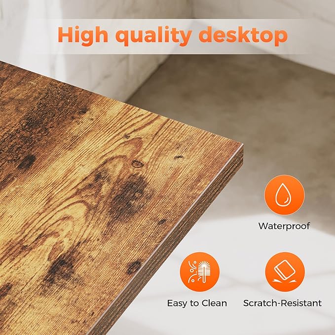 Computer Desk 55 X 24 inch, Gaming Desk for Small Spaces, Modern Simple Style Table for Home Office, Study Student Writing Table (Shelf, Dark Brown, 55 inch)