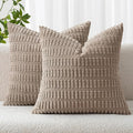MIULEE Pack of 2 Corduroy Decorative Throw Pillow Covers 18x18 Inch Soft Boho by MIULEE