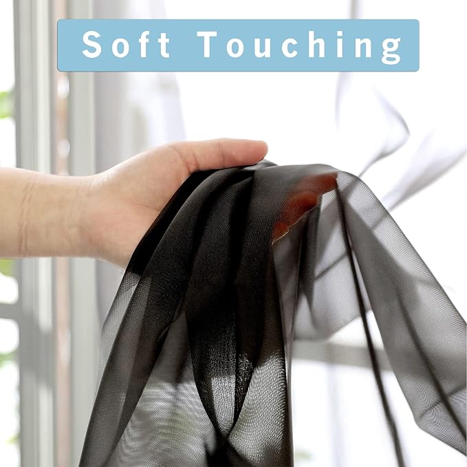 OWENIE Short Sheer Curtains 24 Inches Long 2 Panels - Image 5