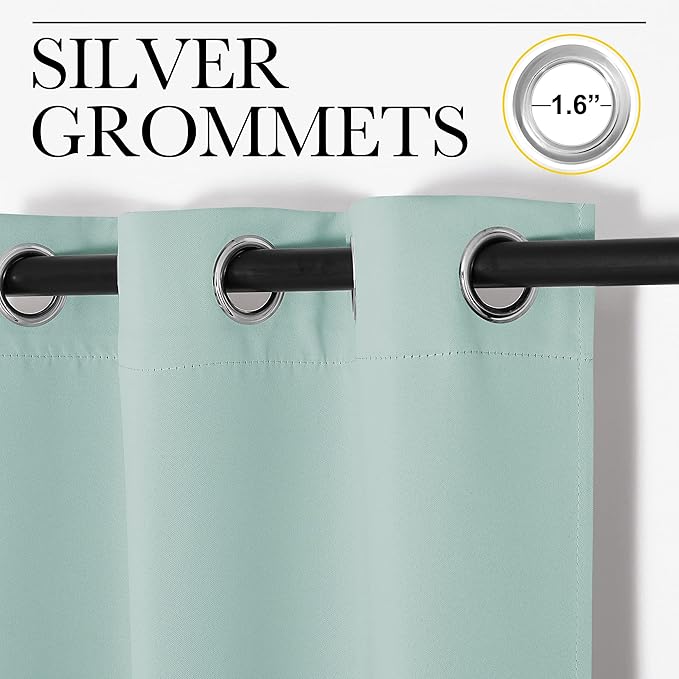 NICETOWN Aqua Blue Blackout Curtains 108" Long - Image 3
