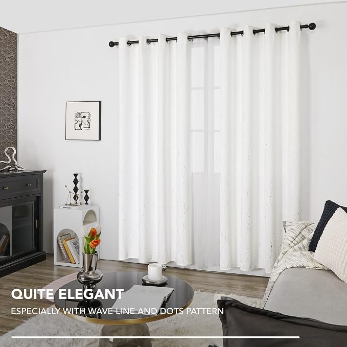Deconovo Room Darkening Curtains, Pure White Curtain, Thermal Insulated Noise - Image 4