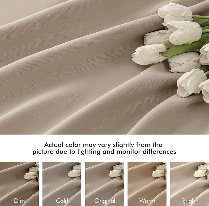 MIULEE Taupe Back Tab Blackout Curtains 120 Inch Long 2 Panels Set - Image 8