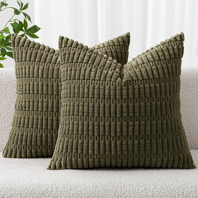 MIULEE Pack of 2 Spring Corduroy Decorative Euro Sham Throw Pillow Covers 24x24 by MIULEE