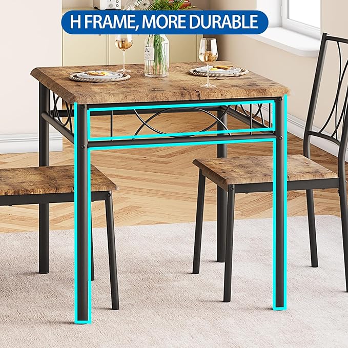 GAOMON Dining Table Set for 4, Rectangle Kitchen Table with 4 Wood Chairs Set for 4, 5-Piece Compact Apartment Kitchen & Dining Room Set Furniture for Small Spaces, Space-Saving, Rustic Brown