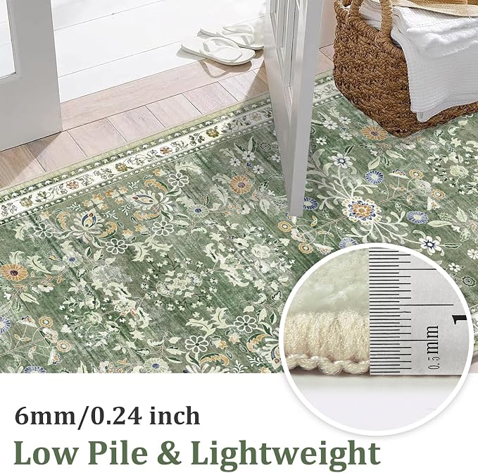 Yamaziot Washable Area Rug 5x7 – Non-Slip Boho Floral Living Room Rug - Image 3