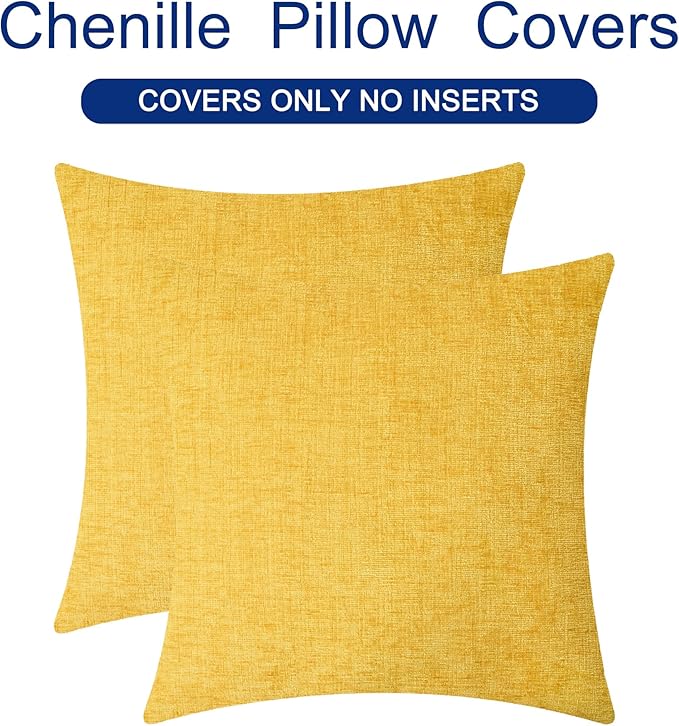 CaliTime Throw Pillow Covers Decorative 16 X 16 Inches Pack of 2 Cozy Chenille - Image 6