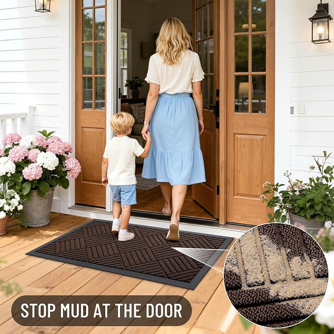 OLANLY Front Door Mat Outside Entrance 35x23, Heavy Duty Sturdy Natural Rubber - Image 6