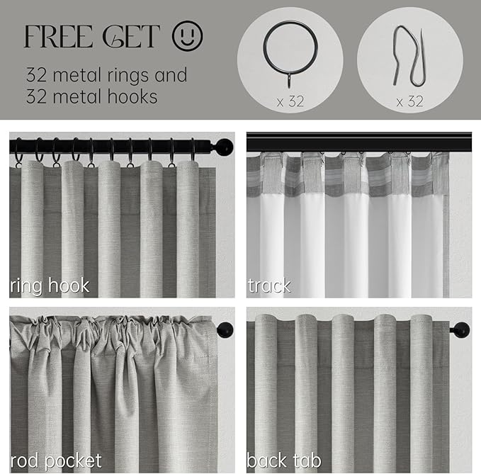 Topfinel 92 Inch Linen 100% Blackout Curtains 2 Panels - Image 6