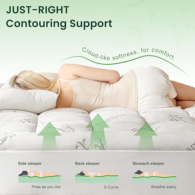 Love's cabin King Size Mattress Topper, Rayon Derived from Bamboo, 900 GSM Breathable Mattress Topper Pad, Thick Pillow Top Mattress Pad with 8"-20" Deep Pocket(78"x80")
