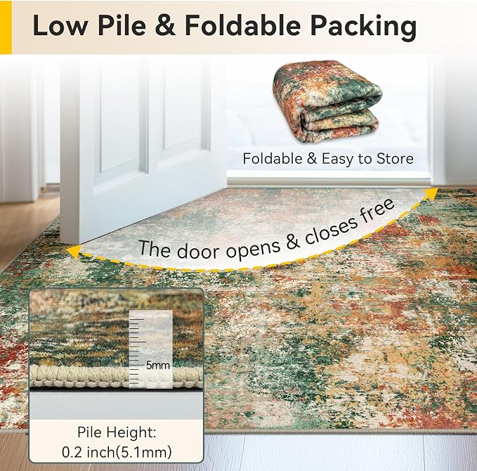 Washable Area Rugs Square 8ft Non-Slip Modern Abstract Soft - Image 4