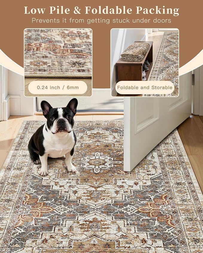 Madane Hallway Runner Rug 4x8 Wide: Washable Thin Runners - Image 6