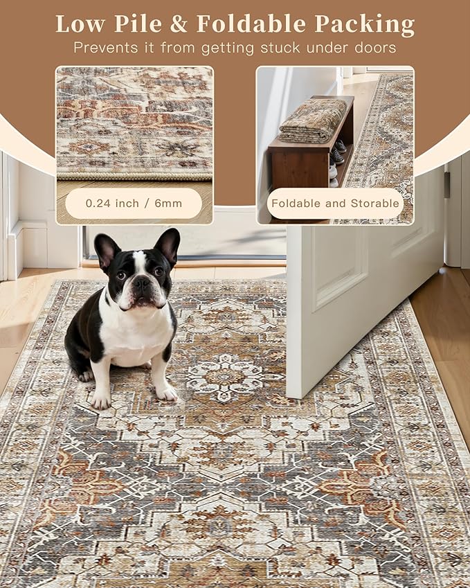Madane 3x12 Hallway Runner Rug, Non Slip Washable 12ft Runner - Image 6