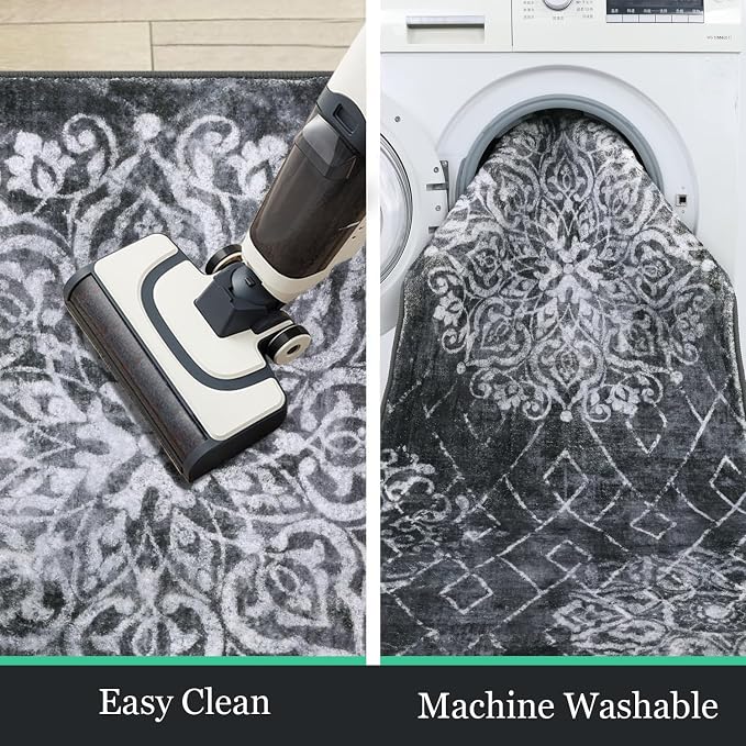 HEBE Hallway Runner Rug 2'x10' Washable Vintage Distressed Area Rugs Non Slip - Image 6
