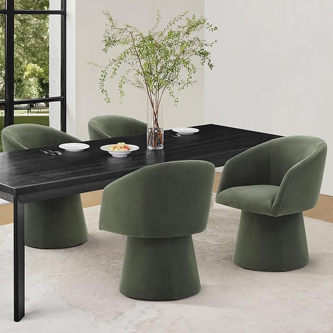 Swivel Dining Chairs Modern Accent Armchair Side Deskchair for Diningroom Vanity Bedroom Livingroom Reading Room,Green,1 Box